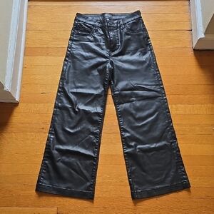 KUT from the Kloth, Meg High Rise Fab Ab Coated Wide Leg Pants, Black, EUC, 2